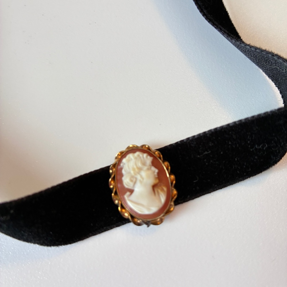 Danecraft Black Velvet Cameo Choker 12K GF Vintage - Picture 3 of 8